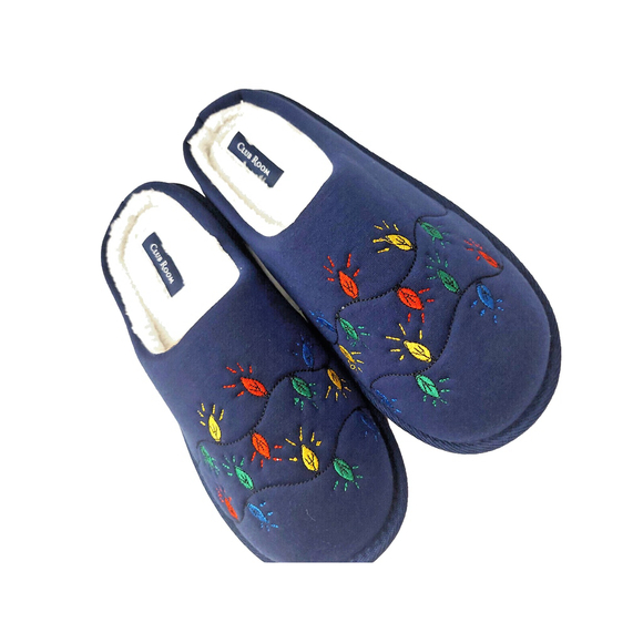 Club Room Men's Navy Blue Embroidered Indoor/Outdoor Slippers Size Medium 8-9 - Picture 7 of 16